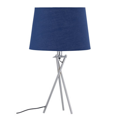 First Choice Lighting Tripod Table Lamp With Navy Cotton Fabric Shade - image 1