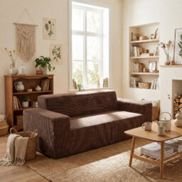 3 Seater Sofa Brown Boneless Couch With High Backrest Deep Seat - thumbnail 4