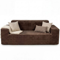 3 Seater Sofa Brown Boneless Couch With High Backrest Deep Seat - thumbnail 1