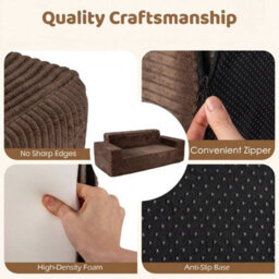 3 Seater Sofa Brown Boneless Couch With High Backrest Deep Seat - thumbnail 5