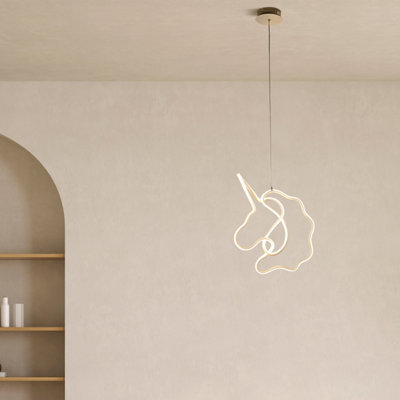 Lighting Collection Led Unicorn Silhouette Pendant Light With Magical Outline Illumination - image 1