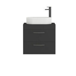 Royal Bathrooms Turin 800mm Wall Mounted Bathroom Vanity Unit With Sink 2 Drawer Matt Black & Lyon Countertop Basin - thumbnail 5