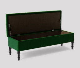 Alyana Ottoman Bench With Storage And Turned Wooden Legs. 137Cm Wide Ottoman Box - Forest Green Plush Velvet - thumbnail 2