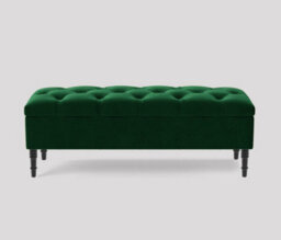 Alyana Ottoman Bench With Storage And Turned Wooden Legs. 137Cm Wide Ottoman Box - Forest Green Plush Velvet - thumbnail 3