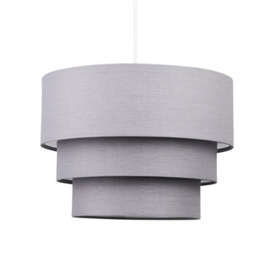 First Choice Lighting Dark Grey 3 Tier Ceiling Lamp Shade - image 1