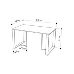 Decortie Modern Lenora Dining Table 140X80Cm, 6 Seater Kitchen Table For Room, Particleboard With Metal Legs, Black Wood, Plywood - thumbnail 3