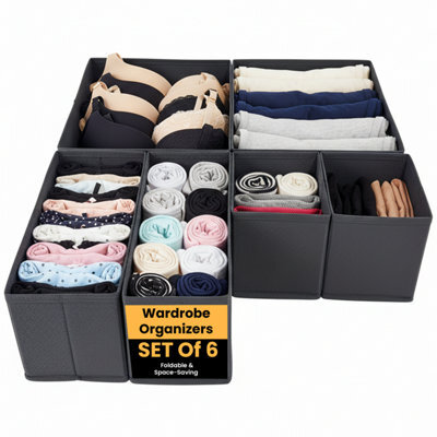 LKH Home Collection Lkh Clothes Drawer Organiser Set Of 6 Foldable Wardrobe Organizers Boxes For Clothes Accessories Dust Resistant Drawers Dividers - image 1