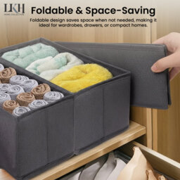 LKH Home Collection Lkh Clothes Drawer Organiser Set Of 6 Foldable Wardrobe Organizers Boxes For Clothes Accessories Dust Resistant Drawers Dividers - thumbnail 8