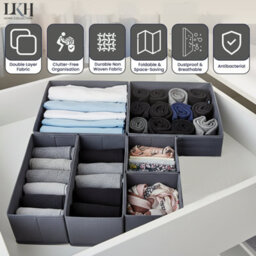 LKH Home Collection Lkh Clothes Drawer Organiser Set Of 6 Foldable Wardrobe Organizers Boxes For Clothes Accessories Dust Resistant Drawers Dividers - thumbnail 3