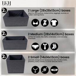 LKH Home Collection Lkh Clothes Drawer Organiser Set Of 6 Foldable Wardrobe Organizers Boxes For Clothes Accessories Dust Resistant Drawers Dividers - thumbnail 2