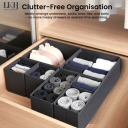 LKH Home Collection Lkh Clothes Drawer Organiser Set Of 6 Foldable Wardrobe Organizers Boxes For Clothes Accessories Dust Resistant Drawers Dividers - thumbnail 7
