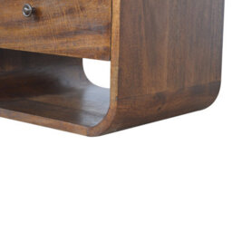 Matteo Solid Wood Chestnut Curve 2 Drawer Bedside Table With 2 Open Slots - thumbnail 3