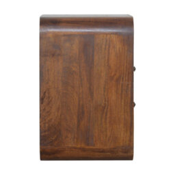 Matteo Solid Wood Chestnut Curve 2 Drawer Bedside Table With 2 Open Slots - thumbnail 4