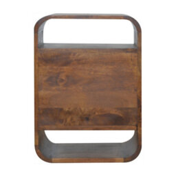 Matteo Solid Wood Chestnut Curve 2 Drawer Bedside Table With 2 Open Slots - thumbnail 5