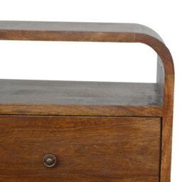 Matteo Solid Wood Chestnut Curve 2 Drawer Bedside Table With 2 Open Slots - thumbnail 9