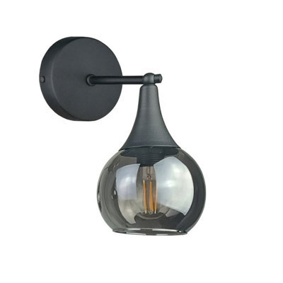 Luminosa Lighting Luminosa Star Dome Wall Lamp Black Smoky Glass Shade 1X E27 - image 1