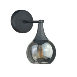 Luminosa Lighting Luminosa Star Dome Wall Lamp Black Smoky Glass Shade 1X E27 - thumbnail 1