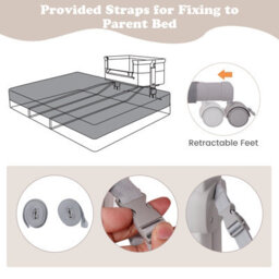 Costway Baby Bassinet Bedside Sleeper Bedside Crib W/ 6-Level Adjustable Height-Beige - thumbnail 8