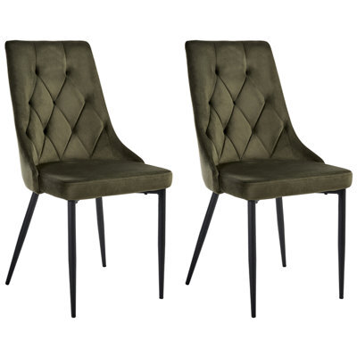 Beliani Set Of 2 Dining Chairs Avenir Velvet Olive Green - image 1