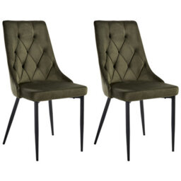 Beliani Set Of 2 Dining Chairs Avenir Velvet Olive Green - thumbnail 1