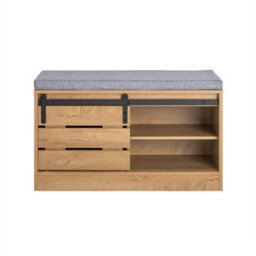 Sobuy Fsr120-N,shoe Bench With 2 Doors Wood Vintage,wood Veneer,w80Xd35Xh48 - thumbnail 1