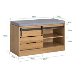Sobuy Fsr120-N,shoe Bench With 2 Doors Wood Vintage,wood Veneer,w80Xd35Xh48 - thumbnail 3