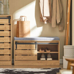 Sobuy Fsr120-N,shoe Bench With 2 Doors Wood Vintage,wood Veneer,w80Xd35Xh48 - thumbnail 2