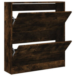 Berkfield Shoe Cabinet Smoked Oak 80X21X87.5 Cm Engineered Wood - thumbnail 2