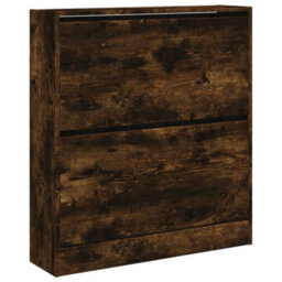 Berkfield Shoe Cabinet Smoked Oak 80X21X87.5 Cm Engineered Wood - thumbnail 4