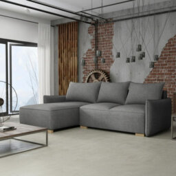 Focus L Mir Corner Sofa Bed With Storage Universal Side Hdf Chipboard Wood Frame Wavy Spring 240X155X87Cm Grey - thumbnail 1
