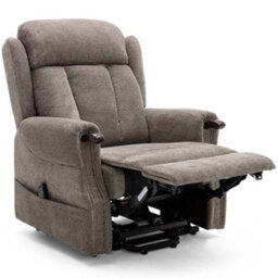 More4Homes Rise Recliner Chair With Dual Motor, Remote Control, Multi-Recline Positions And Pocket Storage In Brown Fabric - thumbnail 3