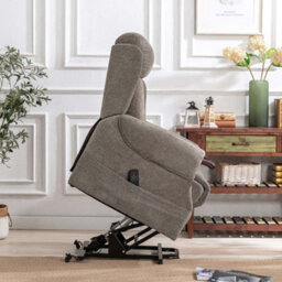 More4Homes Rise Recliner Chair With Dual Motor, Remote Control, Multi-Recline Positions And Pocket Storage In Brown Fabric - thumbnail 7