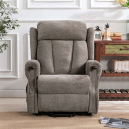 More4Homes Rise Recliner Chair With Dual Motor, Remote Control, Multi-Recline Positions And Pocket Storage In Brown Fabric - thumbnail 6