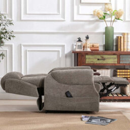 More4Homes Rise Recliner Chair With Dual Motor, Remote Control, Multi-Recline Positions And Pocket Storage In Brown Fabric - thumbnail 8