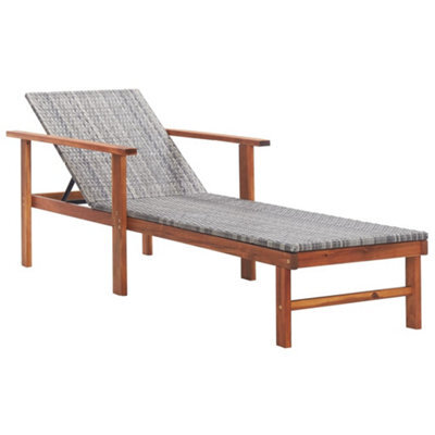 Vidaxl Sun Lounger Poly Rattan And Solid Acacia Wood Grey - image 1