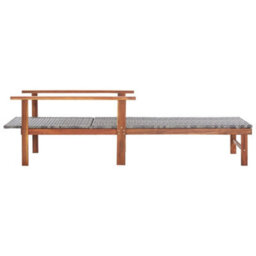 Vidaxl Sun Lounger Poly Rattan And Solid Acacia Wood Grey - thumbnail 2