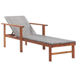 Vidaxl Sun Lounger Poly Rattan And Solid Acacia Wood Grey