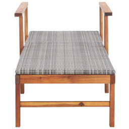 Vidaxl Sun Lounger Poly Rattan And Solid Acacia Wood Grey - thumbnail 6