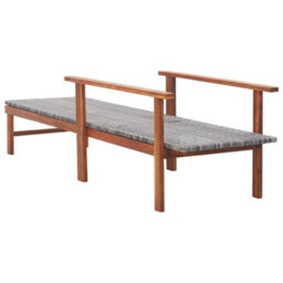 Vidaxl Sun Lounger Poly Rattan And Solid Acacia Wood Grey - thumbnail 4