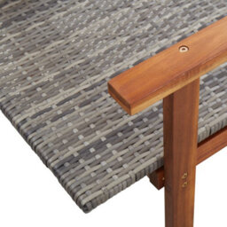 Vidaxl Sun Lounger Poly Rattan And Solid Acacia Wood Grey - thumbnail 8