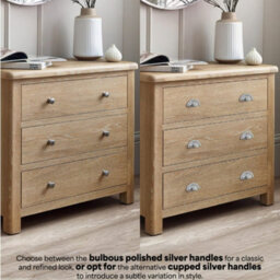 Oakham Premium Hudson Limed Oak 3 Drawer Chest - Limed Oak - thumbnail 5