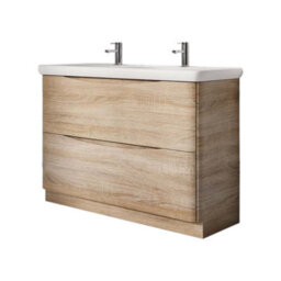Plum&clay Eden Light Oak Floorstanding Vanity Unit With Round Resin Basin (W)1240mm