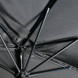 Outsunny 3(M) Half Round Parasol Garden Sun Umbrella Metal W/ Crank Black - thumbnail 8