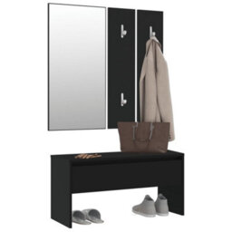 Walplus Hallway Furniture Set Black Engineered Wood - thumbnail 4