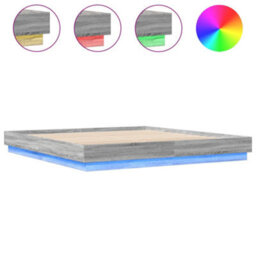 Berkfield Bed Frame With Led Without Mattress Grey Sonoma 180X200 Cm Super King - thumbnail 2