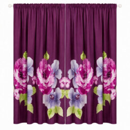 "Smart Living Grace Floral Curtains Pair With Tie Backs - Large Flower Print- Aubergine - 66""x72""" - thumbnail 4