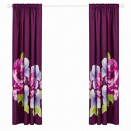 "Smart Living Grace Floral Curtains Pair With Tie Backs - Large Flower Print- Aubergine - 66""x72""" - thumbnail 3