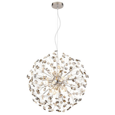 Luminosa Lighting Luminosa Katrina Spherical Pendant Ceiling Light Chrome K9 Crystals Smoke Colored 9X G9 3000K - image 1
