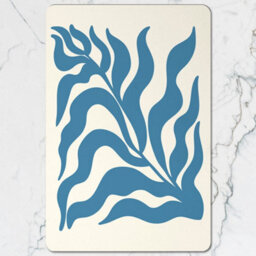Benjamin Tate Design Blue Leaf Placemat Coaster Set Of Twelve Wood Backed Designer Artwork Limited Edition Collection - thumbnail 2