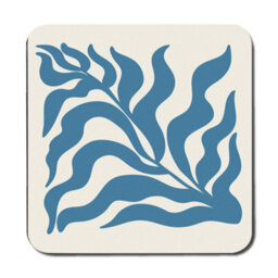 Benjamin Tate Design Blue Leaf Placemat Coaster Set Of Twelve Wood Backed Designer Artwork Limited Edition Collection - thumbnail 3